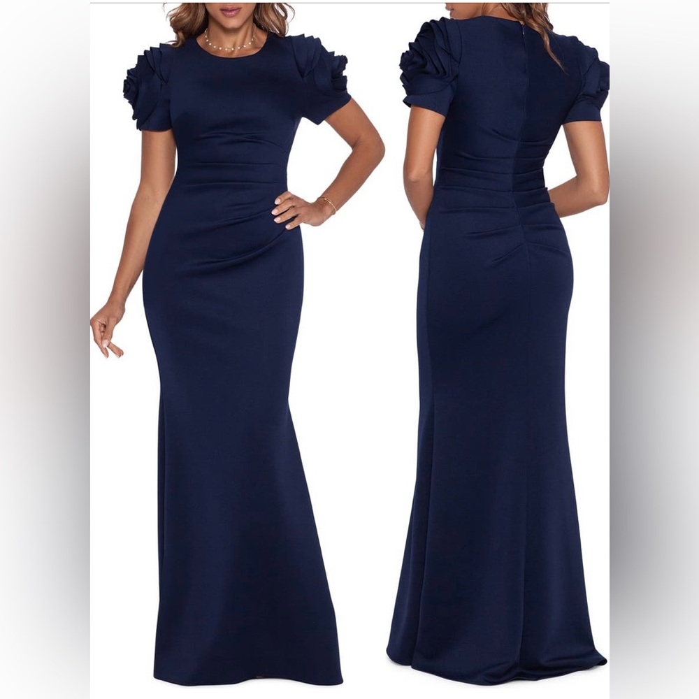 NWT Xscape navy blue fit and flare dress